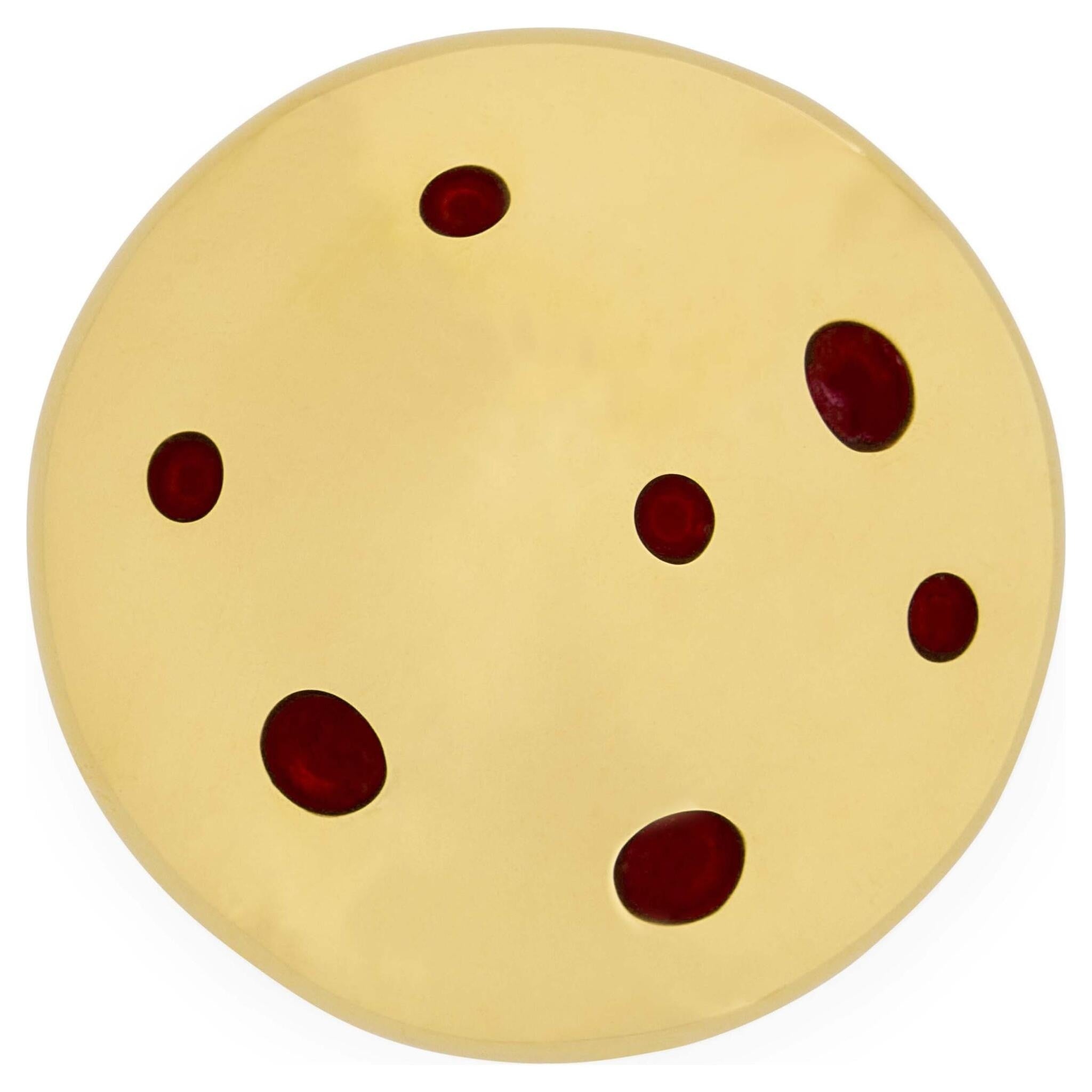 Kleine Messingdose in Pilzform mit dekorativen Jadeeinlagen