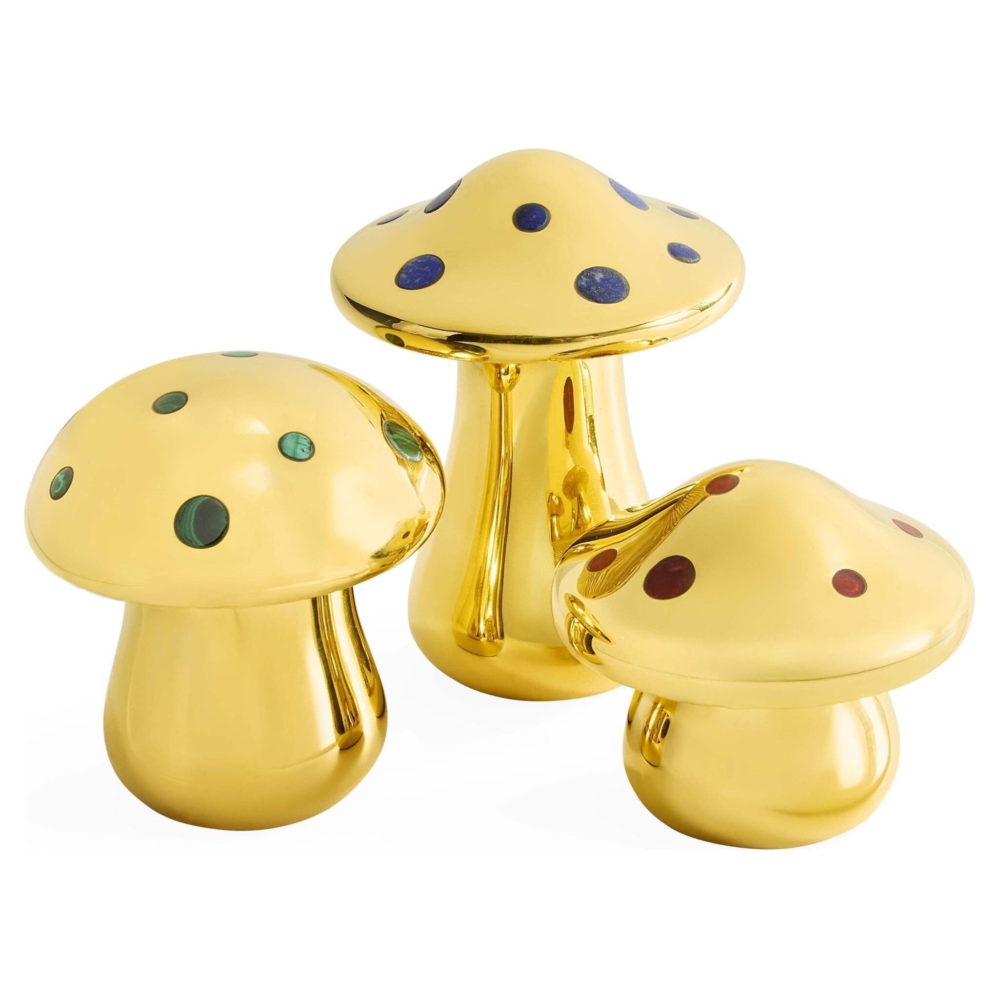 Polierte Messing-Schmuckbox in skulpturaler Pilzform