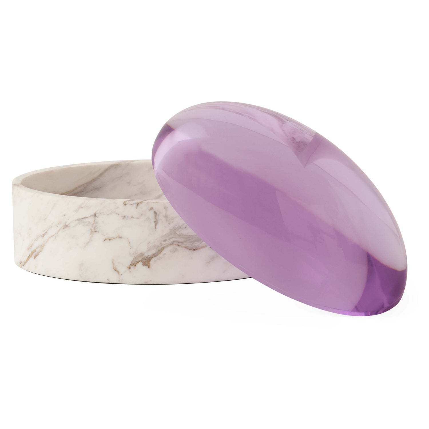 Jonathan Adler Marmorbox mit violettem Acryl-Deckel