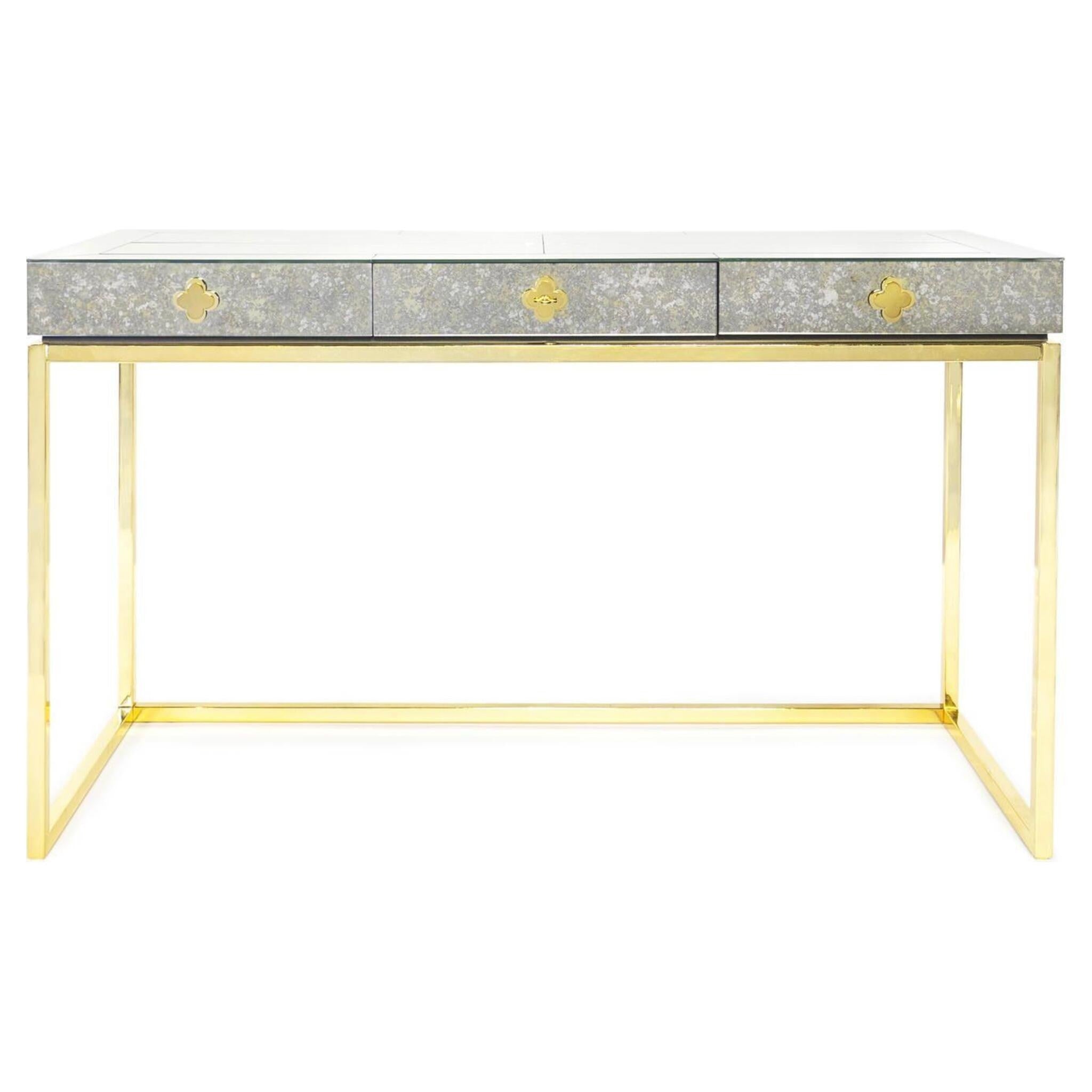 Design-Schreibtisch mit antiker Spiegeloberfläche von Jonathan Adler