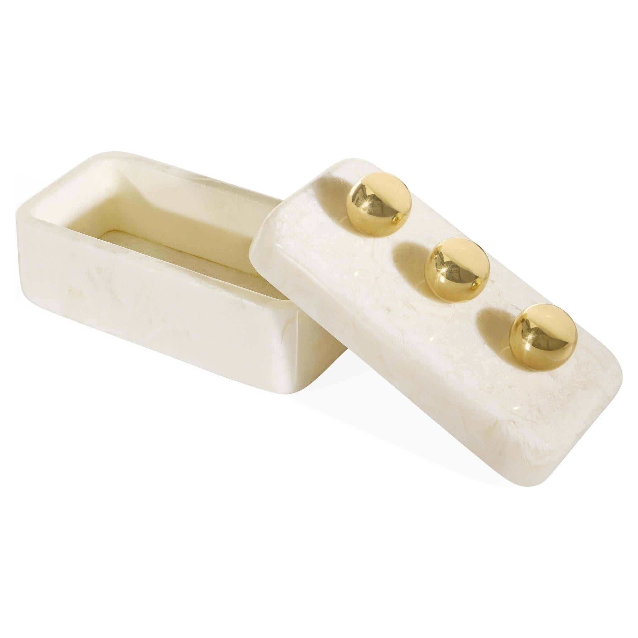 Fontana Box in Weiß – elegante rechteckige Designbox von Jonathan Adler