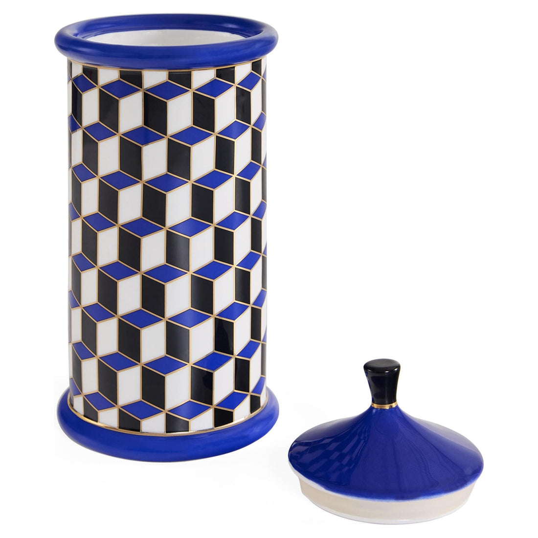 Blaue Designdose mit Deckel von Jonathan Adler