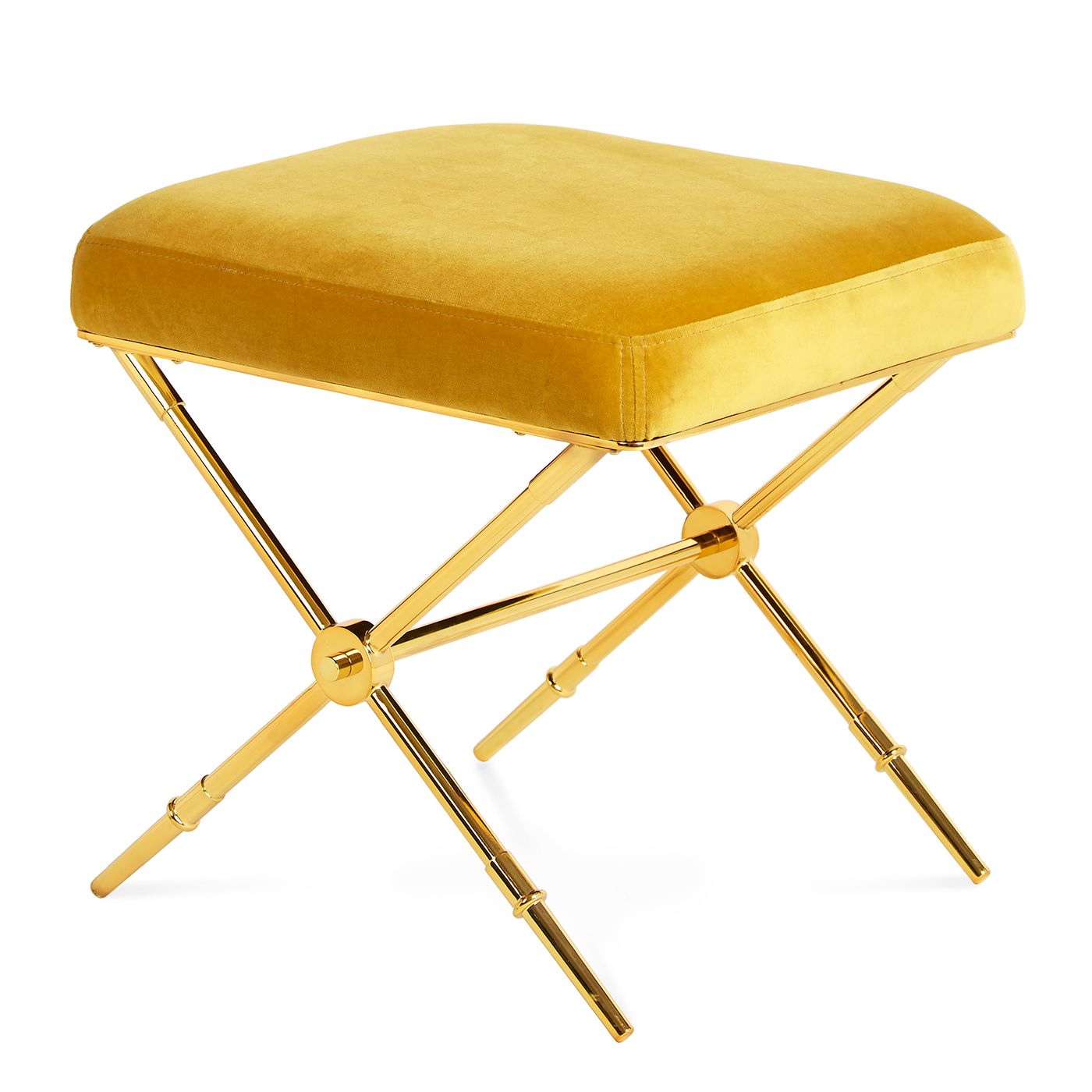 Rider X-Hocker in Rialto Gold mit poliertem Messinggestell