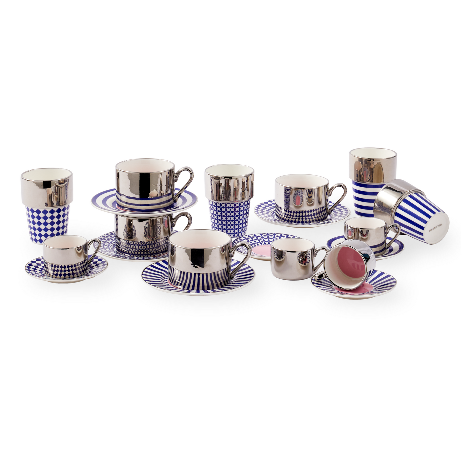 AUNTY COFFEE CUPS von Pols Potten mit verspieltem Silber-Look.