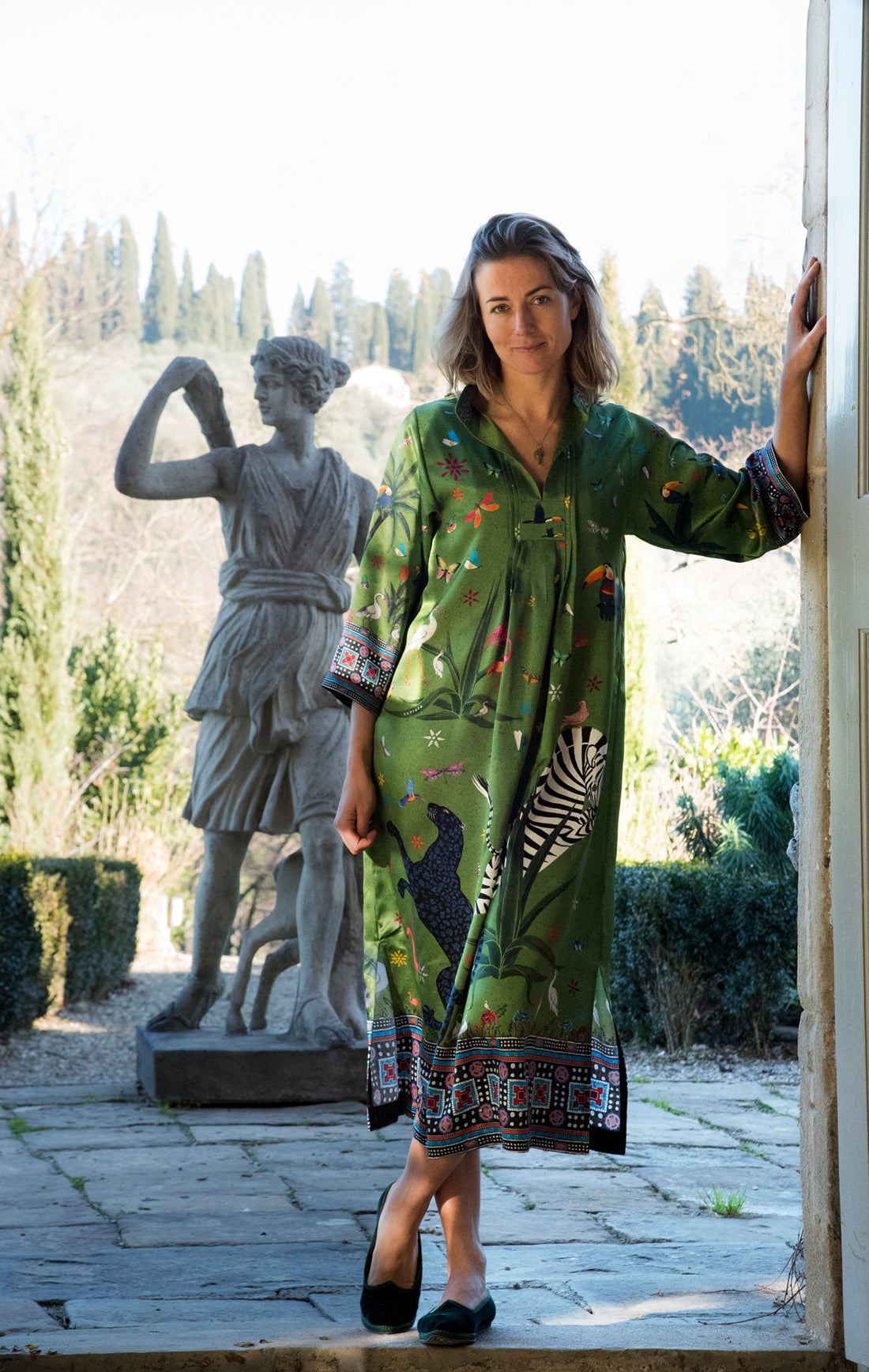 Kaftan JUNGLE aus 100% Seide der Marke Ortigia Sicilia