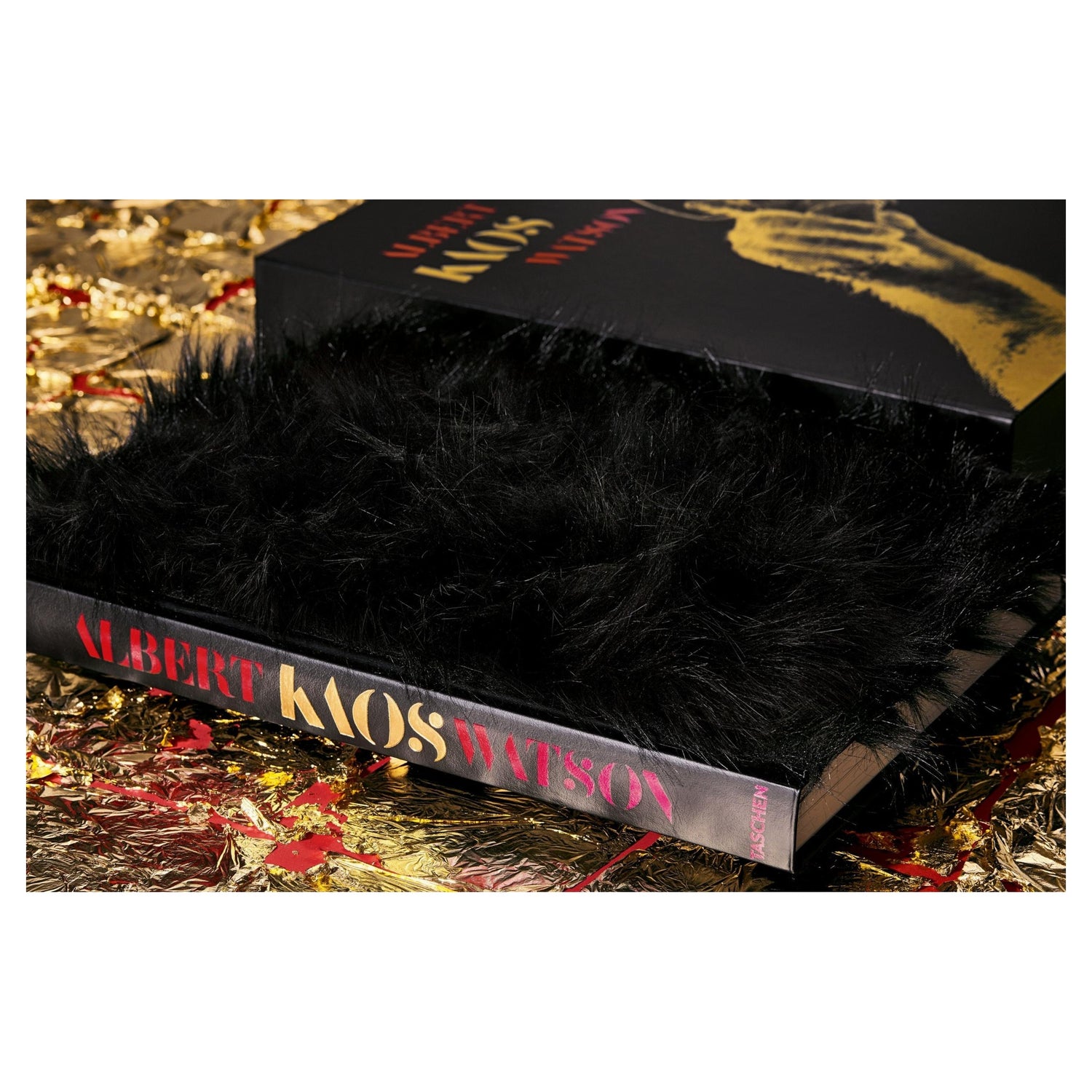 Luxuriöse Detailaufnahme des Hardcover-Bildbands Albert Watson Kaos Art Edition