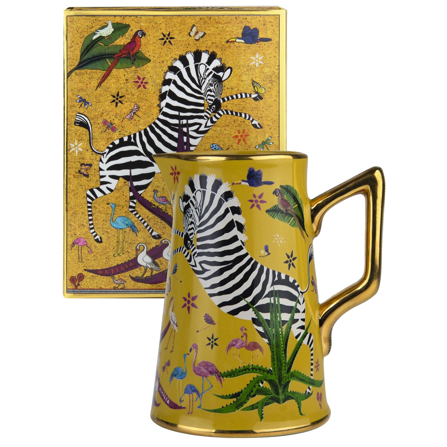 Kleine Karaffe „Jug Ceramic Sahara“ Jungle-Motiv in Geschenkbox
