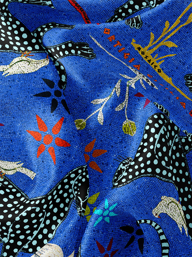 Kaschmirschal MOSAIC Blu Negativo 200x100 cm der Marke Ortigia Sicilia