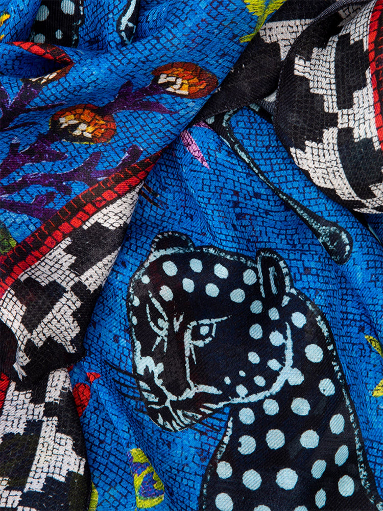 Kaschmirschal OCELOT Blu Negativo 200x70 cm der Marke Ortigia Sicilia