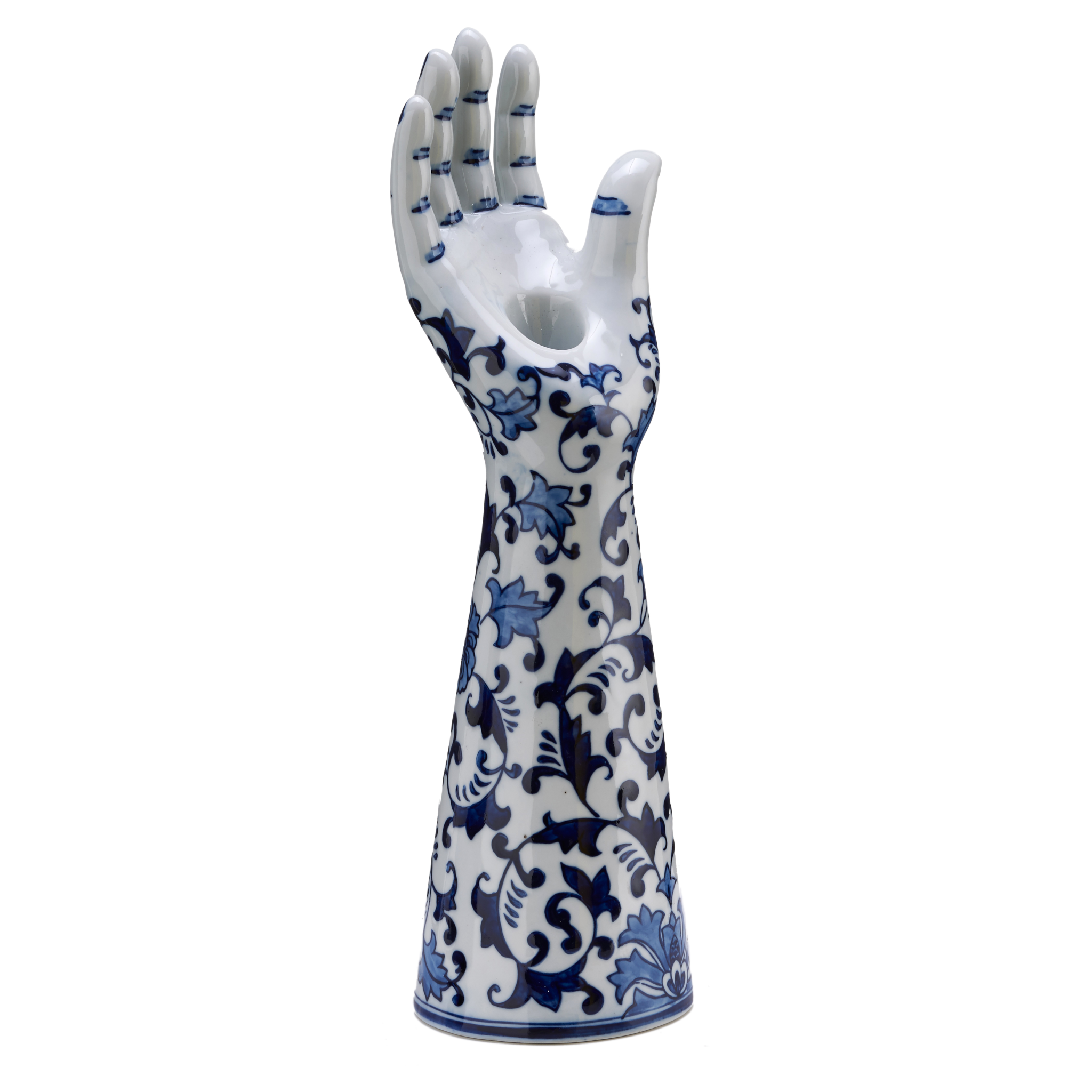 Detailaufnahme der kunstvollen Bemalung auf dem HANDS UP CANDLE HOLDER
