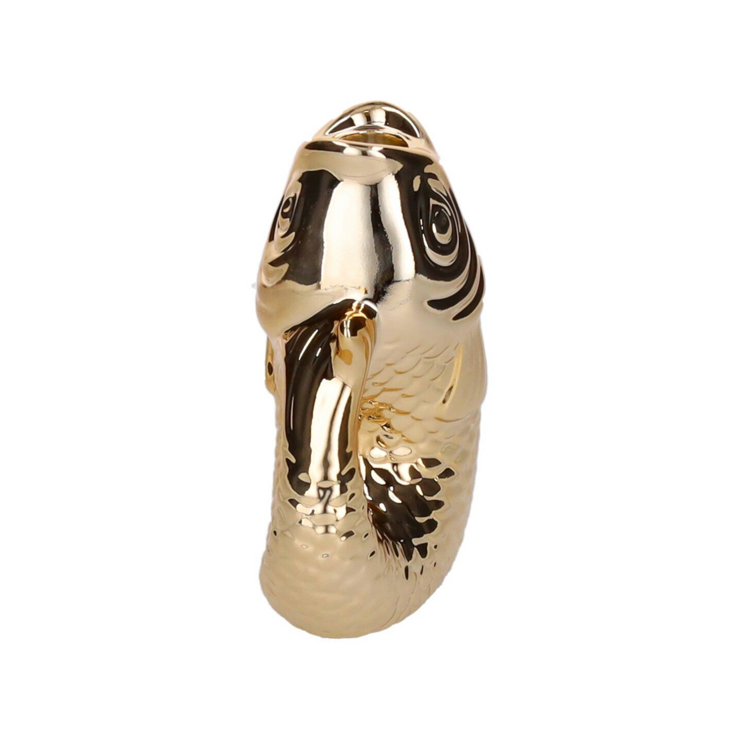 Kerzenhalter Fisch aus Steingut in Gold maritimes Wohndesign