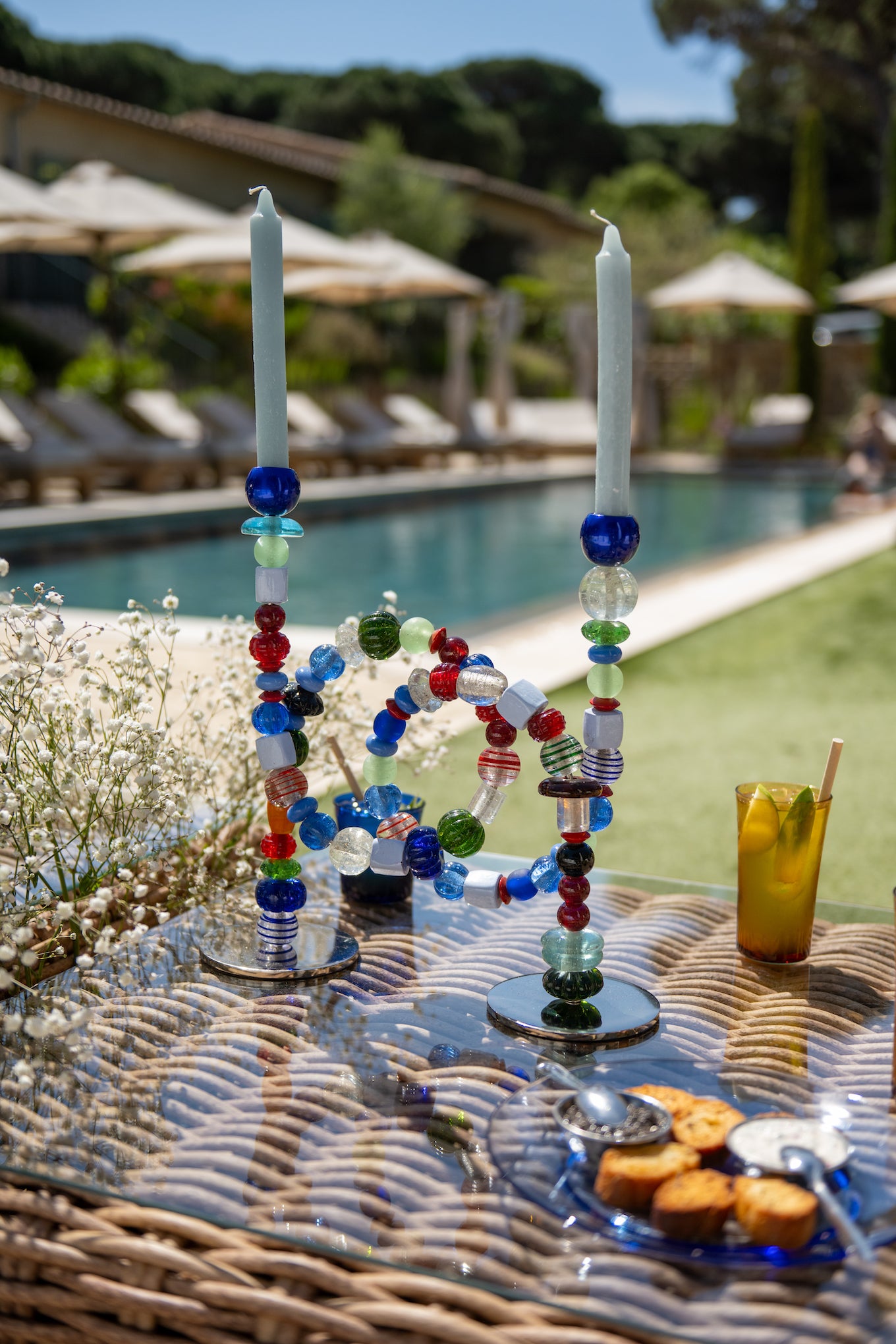 Candle holder BEADS colorful 33x12x38 cm