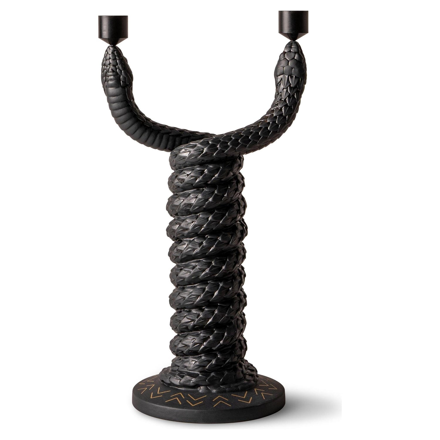 Exklusiver Schlangen-Kerzenständer aus schwarzem Porzellan