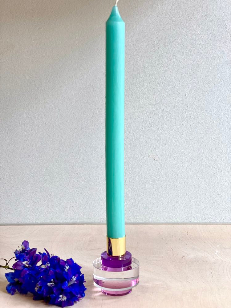 Kerzenhalter DIOPTRICS Kristallglas rund/lila Ø6x7cm