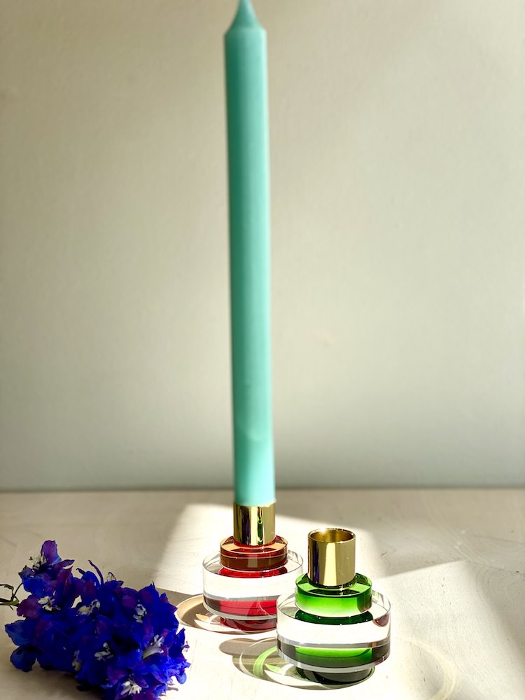 Kerzenhalter DIOPTRICS Kristallglas rund/rot & grün