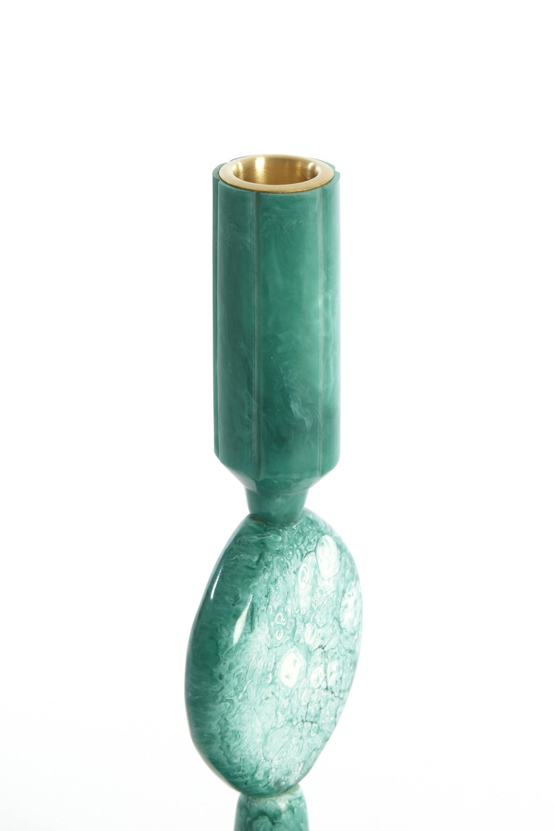 Moderner Kerzenständer in Petrol aus synthetischem Material mit geometrischem Design