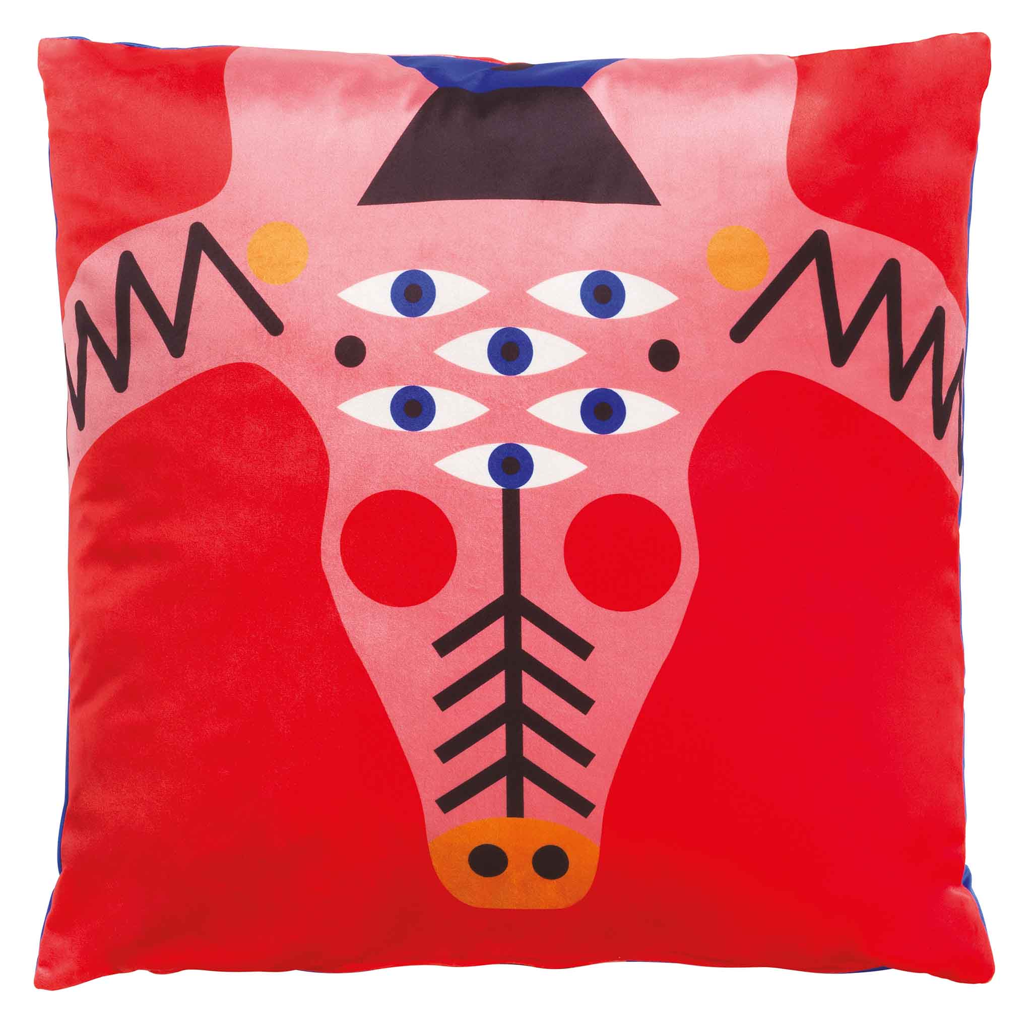 Kissen mit dem Design von Marco Oggian mit einer Krokodil aus bunten Farben