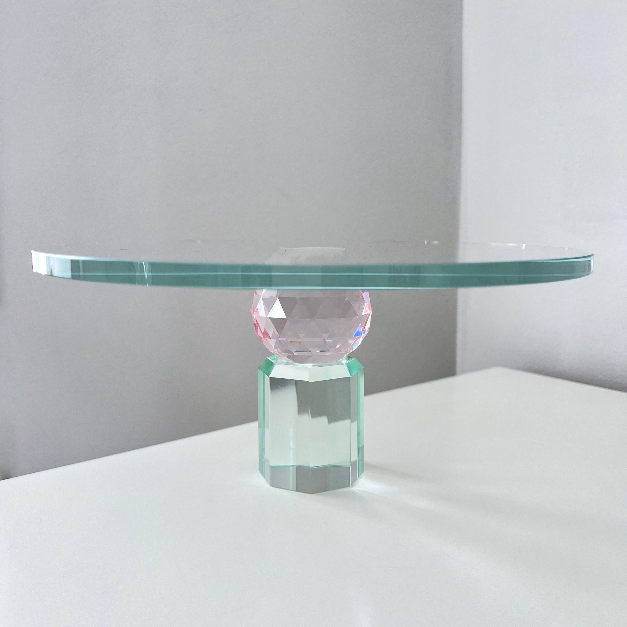 Kuchenplatte Kristallglas in Minze-Grün und Rosa