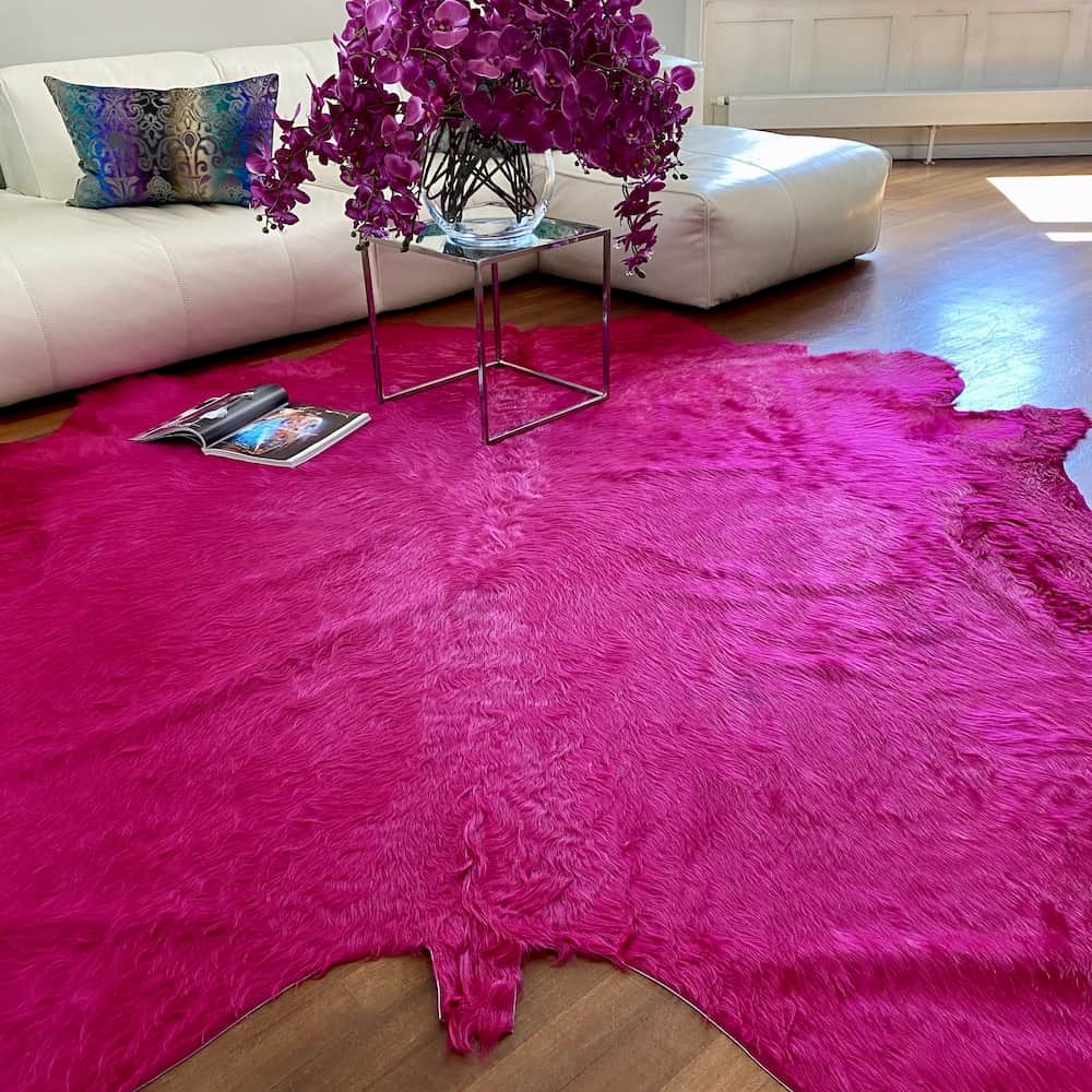 Kuhfell Teppich fuchsia-pink