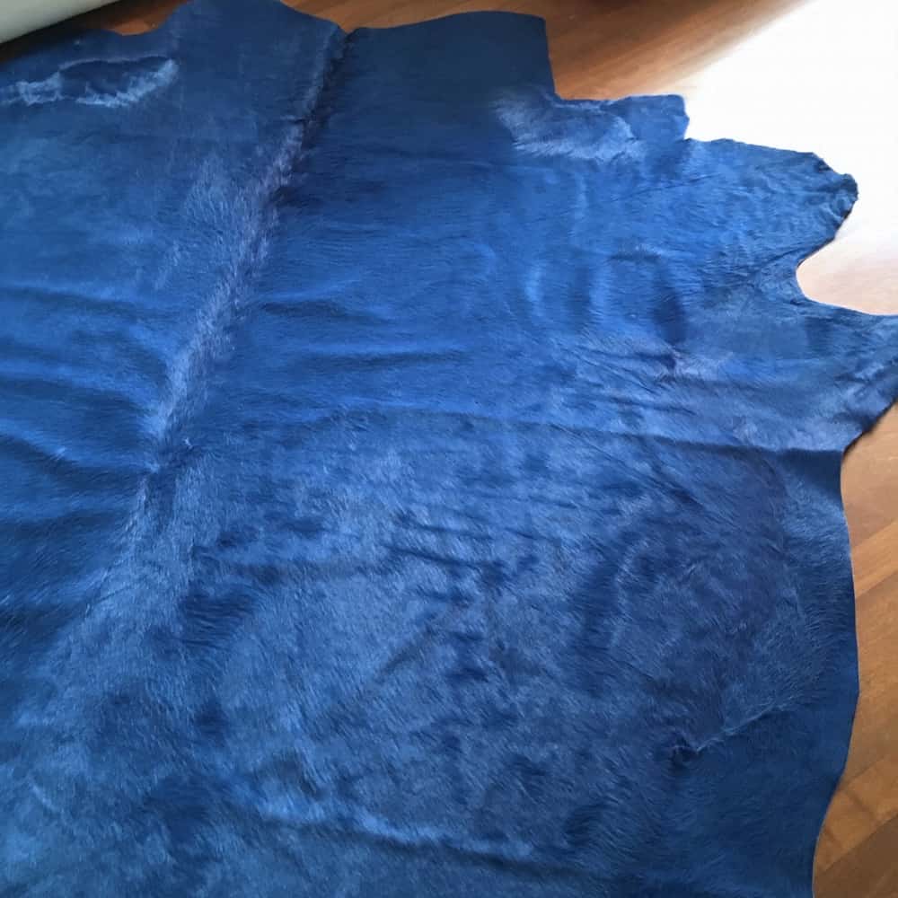 Kuhfell Teppich SKYLINE Blau