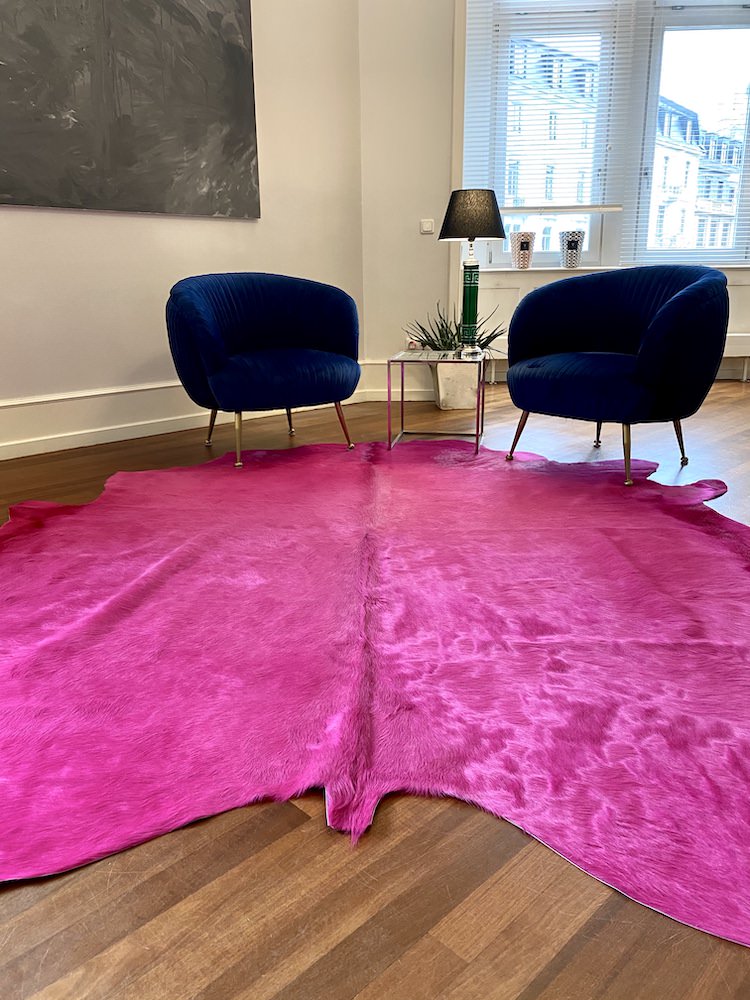 Kuhfell Teppich fuchsia-pink