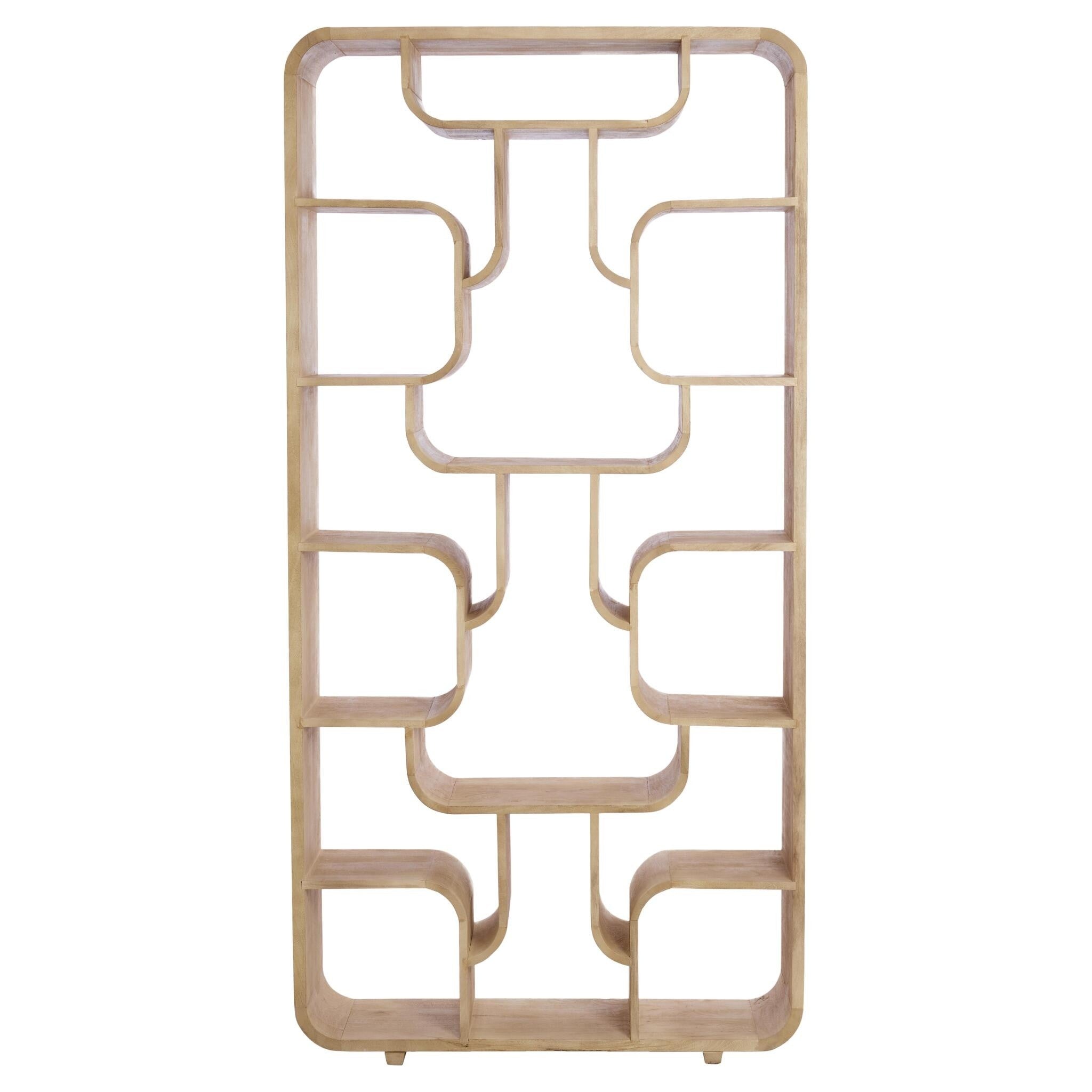 Natürliches Standregal aus Holz im modernen skulpturalen Design