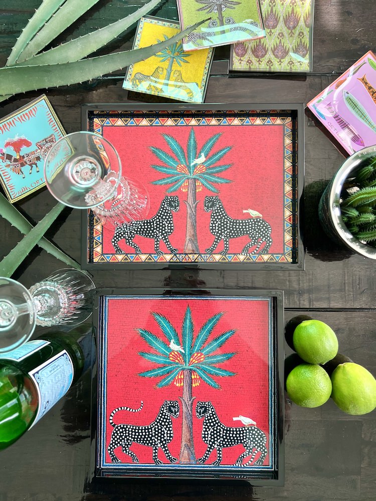 Lacktabletts MOSAICO in rot