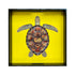 Lacktablett SCHILDKRÖTE  gelb handbemalt quadratisch 46x46cm