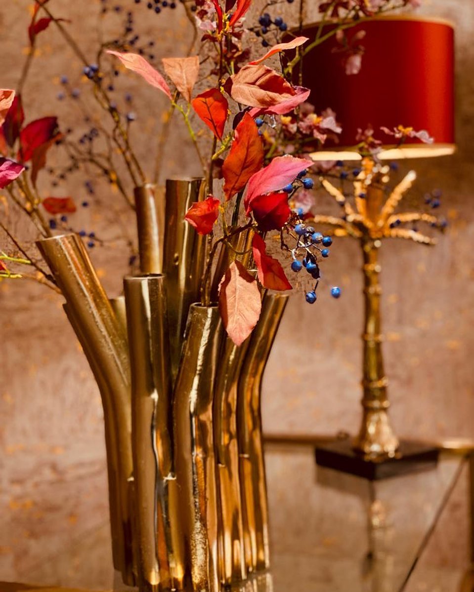 Tischlampe THE PALM gold/rot 71 cm