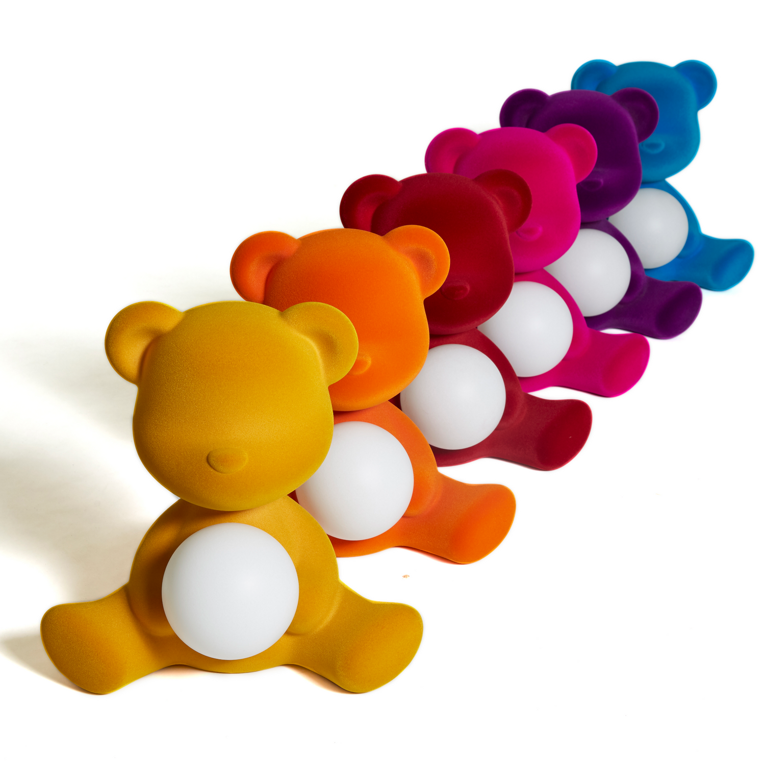 Violette Teddy-Lampe mit Akku und samtigem Velvet-Finish