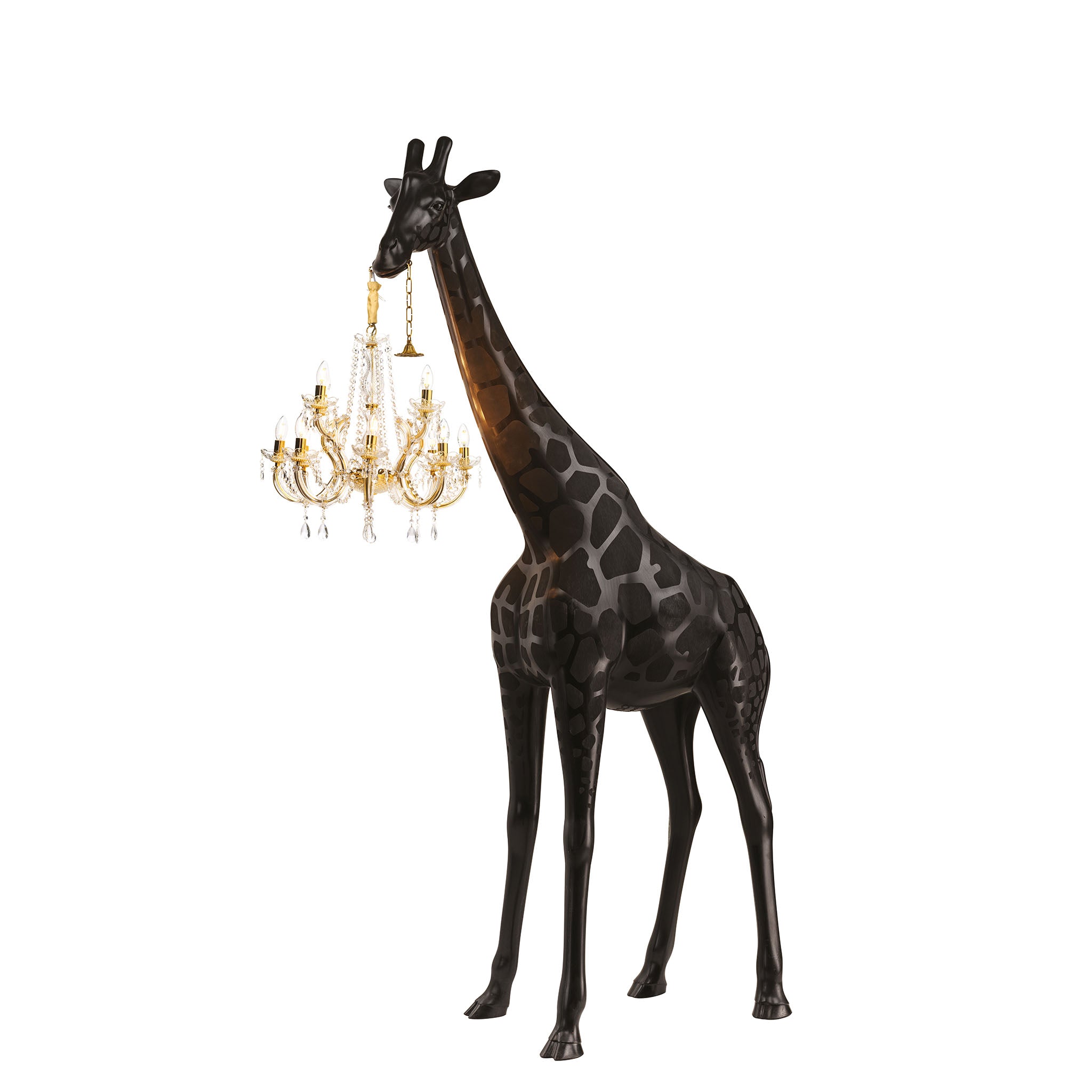 Stehleuchte GIRAFFE IN LOVE M INDOOR - in schwarz mit Kronleuchter