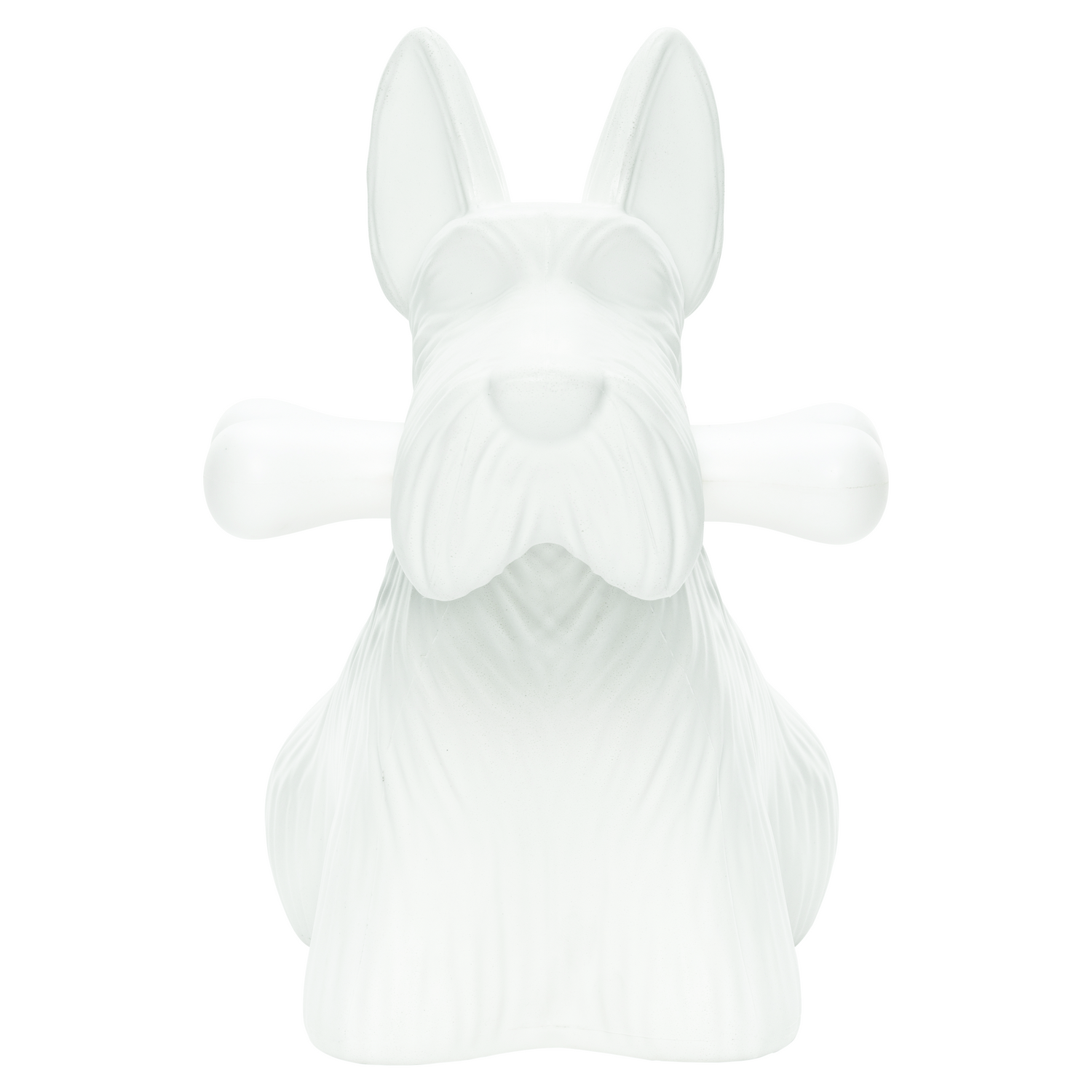 Weiße SCOTTIE Leuchte aus Kunststoff mit charakteristischem Knochen-Detail und strukturierter Oberfläche