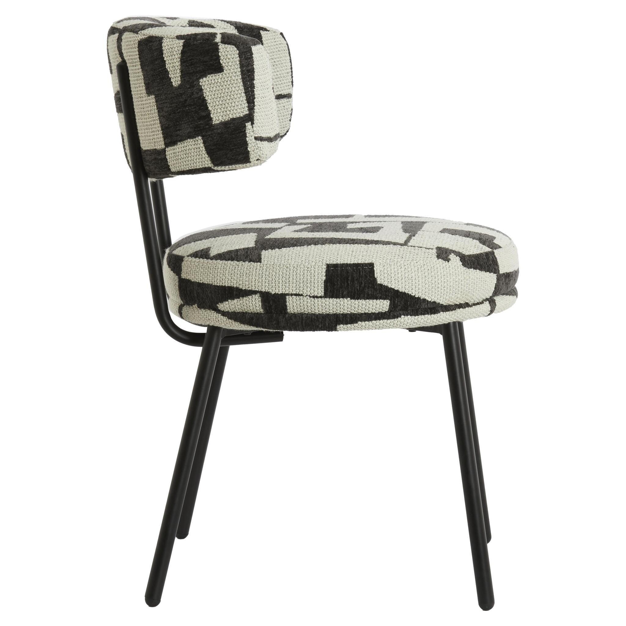 Designstuhl mit abstraktem Muster in Schwarz und Creme