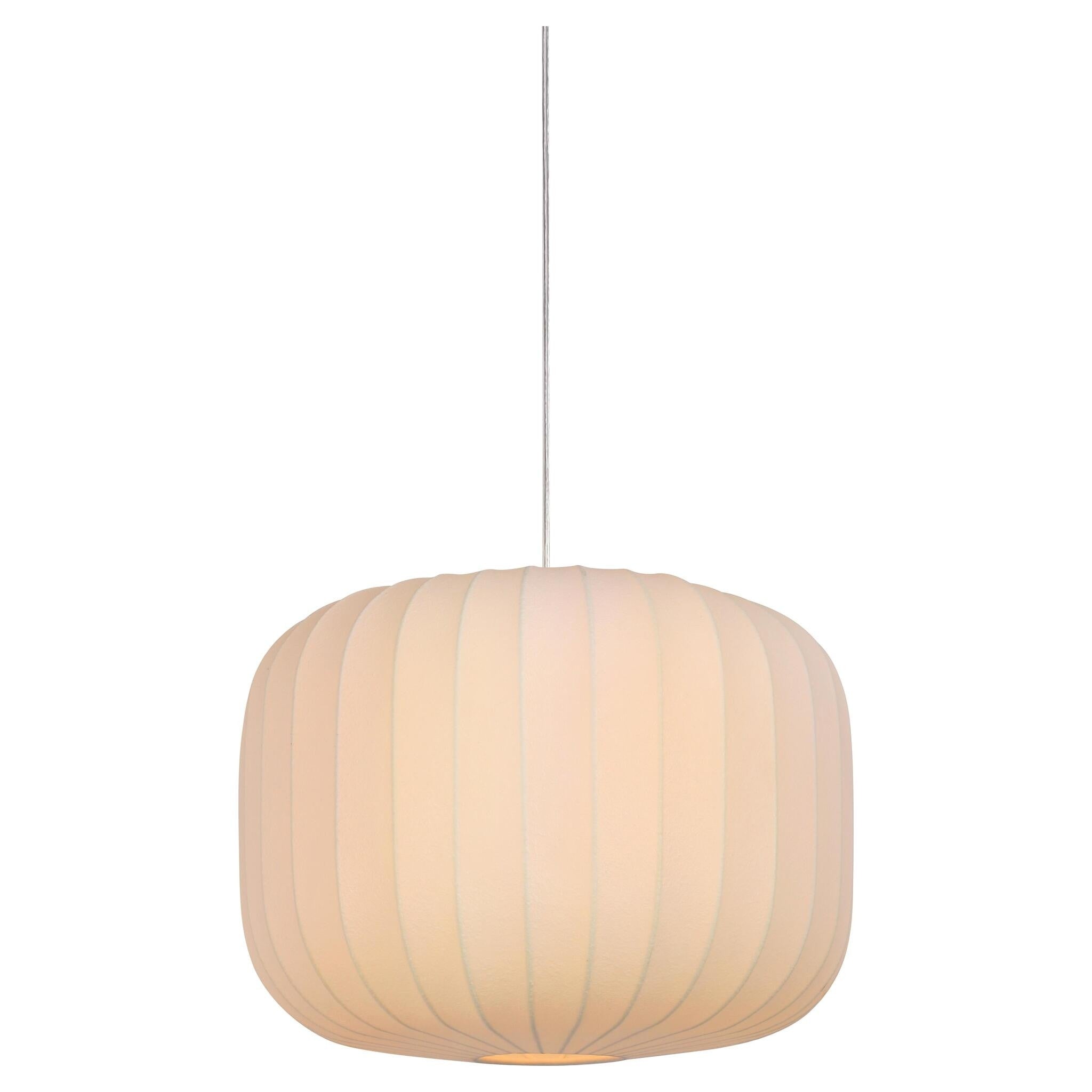 Moderne Pendelleuchte in Weiß mit großzügigem Durchmesser