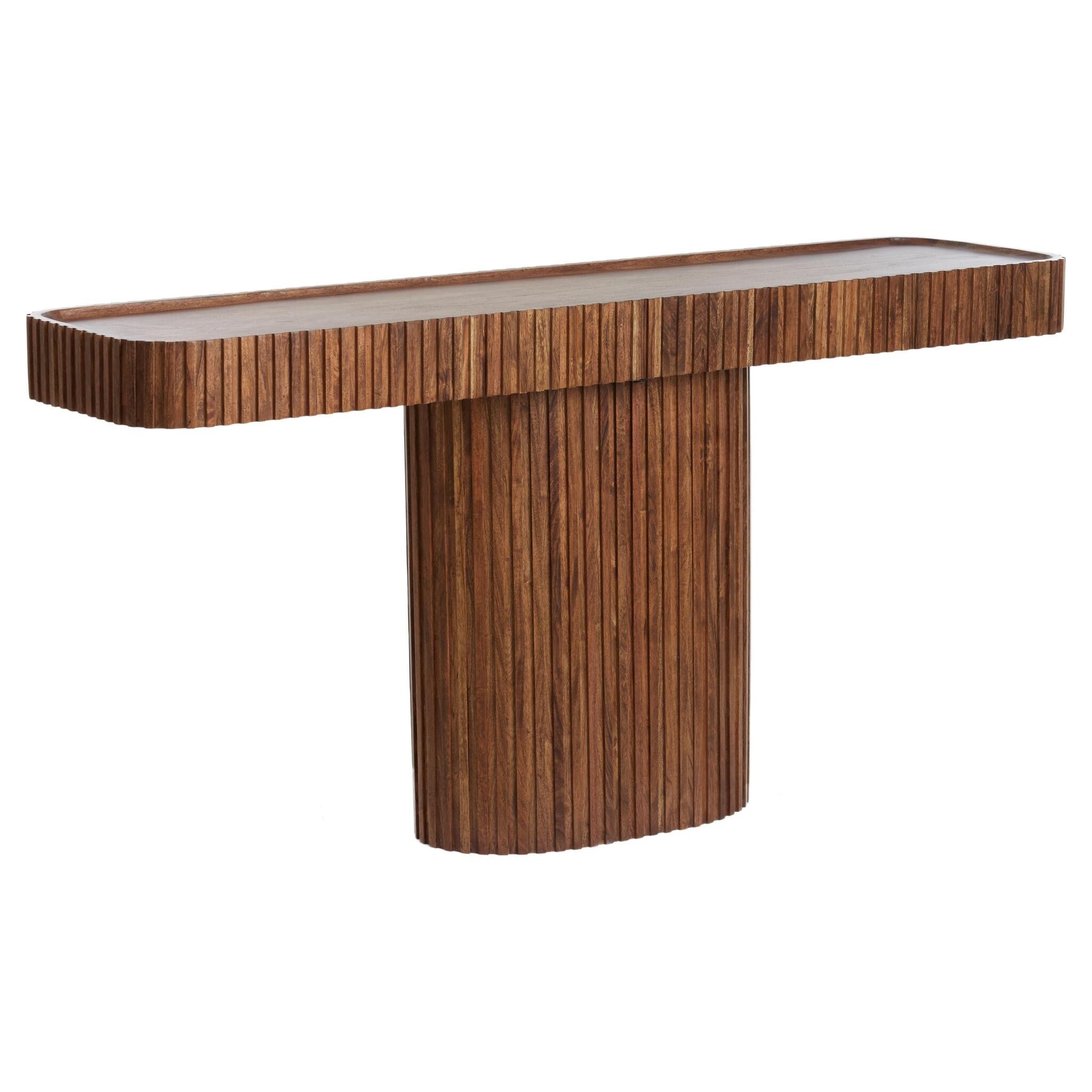 Moderner Konsolentisch mit zentralem Standfuß aus Holz