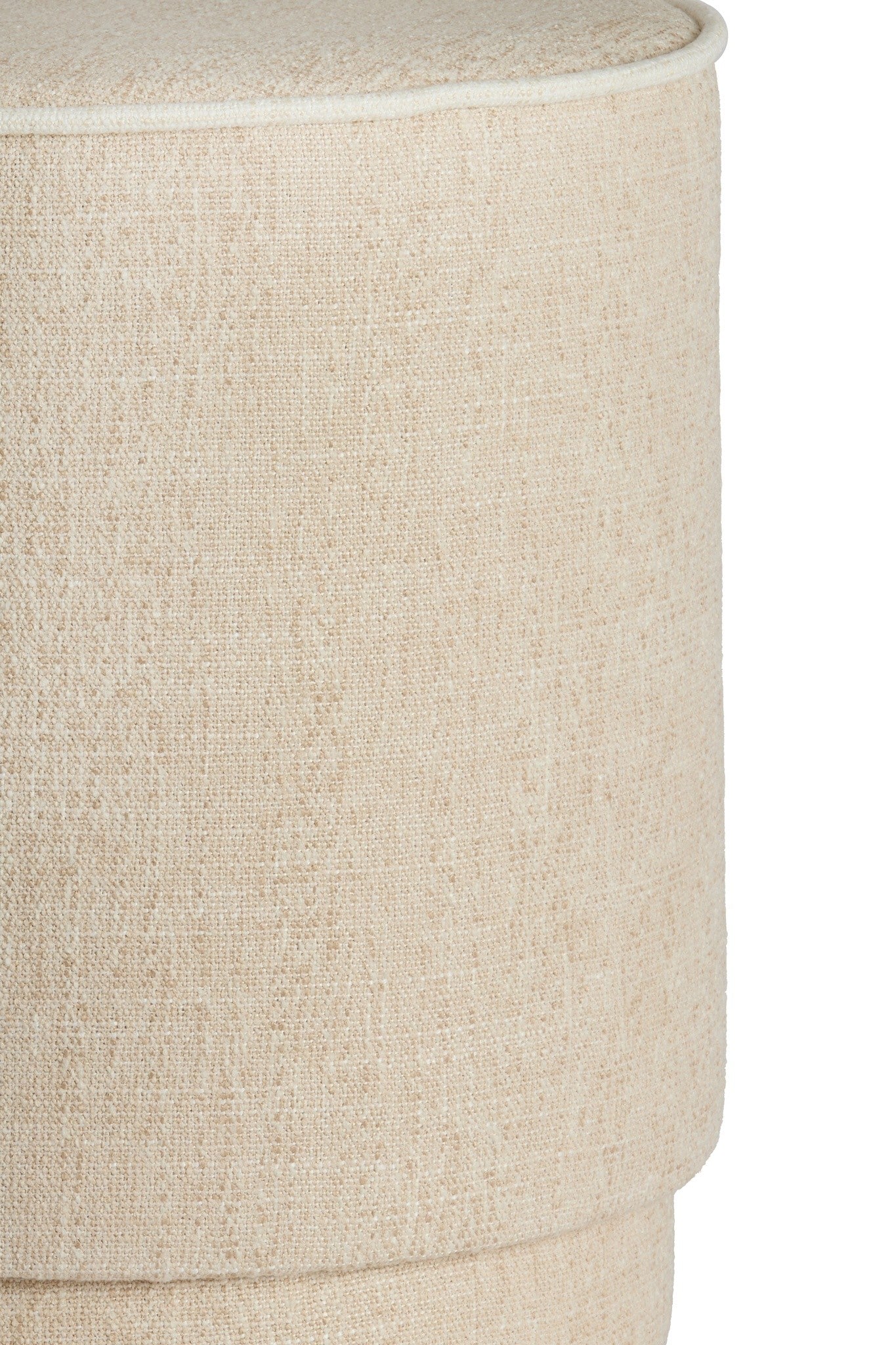 Polsterhocker mit weichem Stoffbezug in Creme-Beige