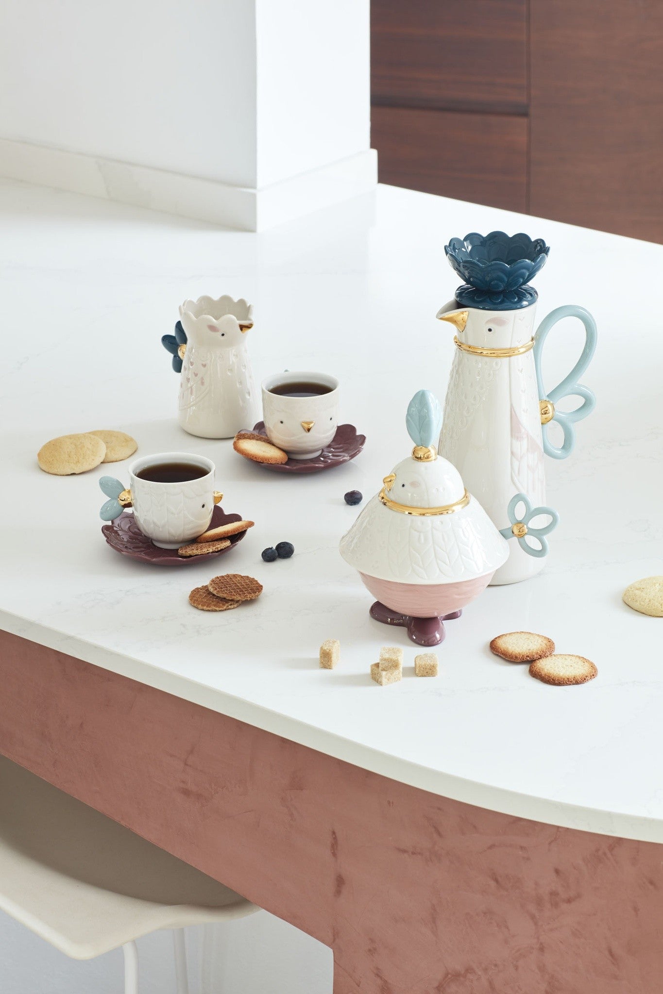 Kaffeekanne Kawki, kunstvolles Porzellan mit Glanz