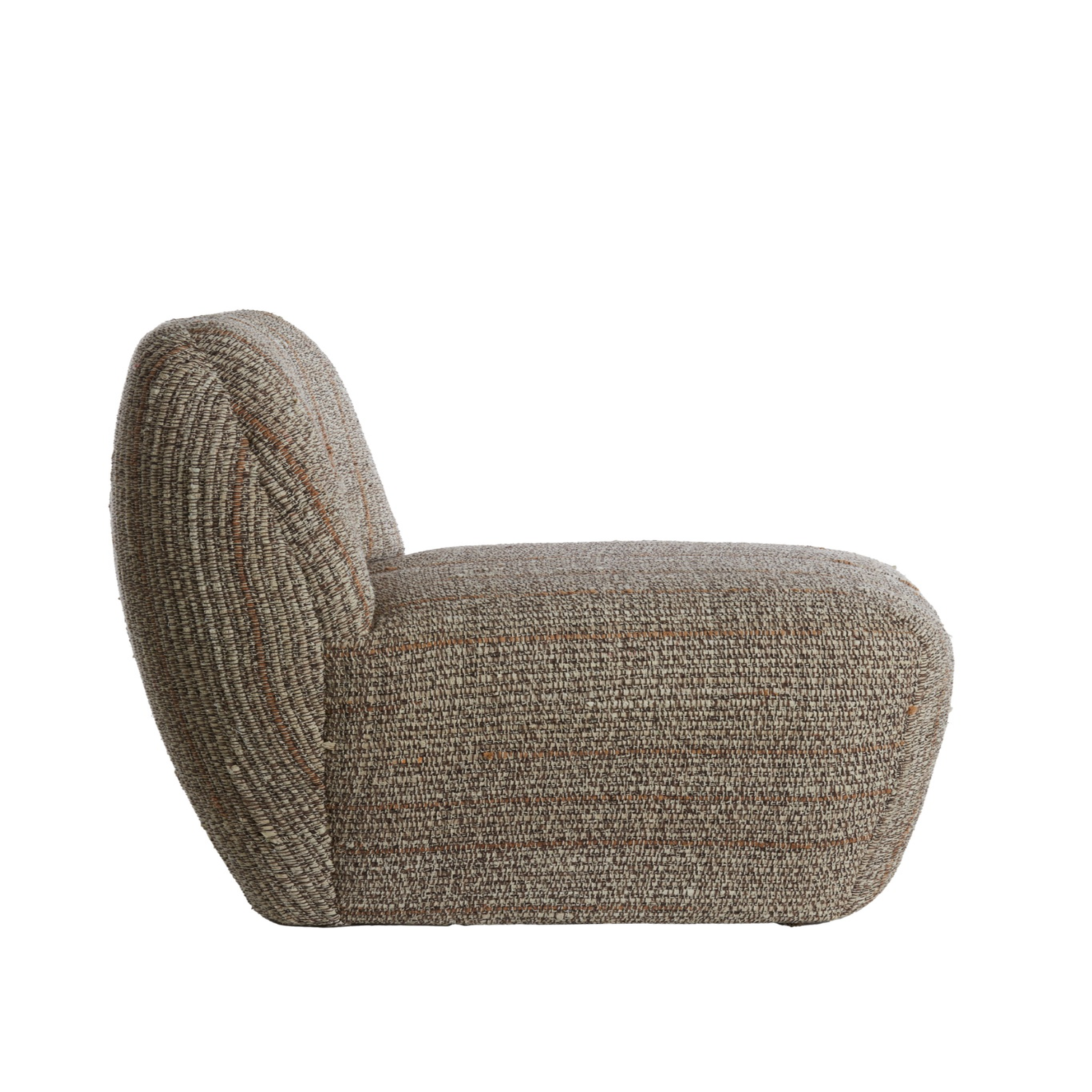 Seitliche Ansicht des AMORI Sessel in Braun-Terra