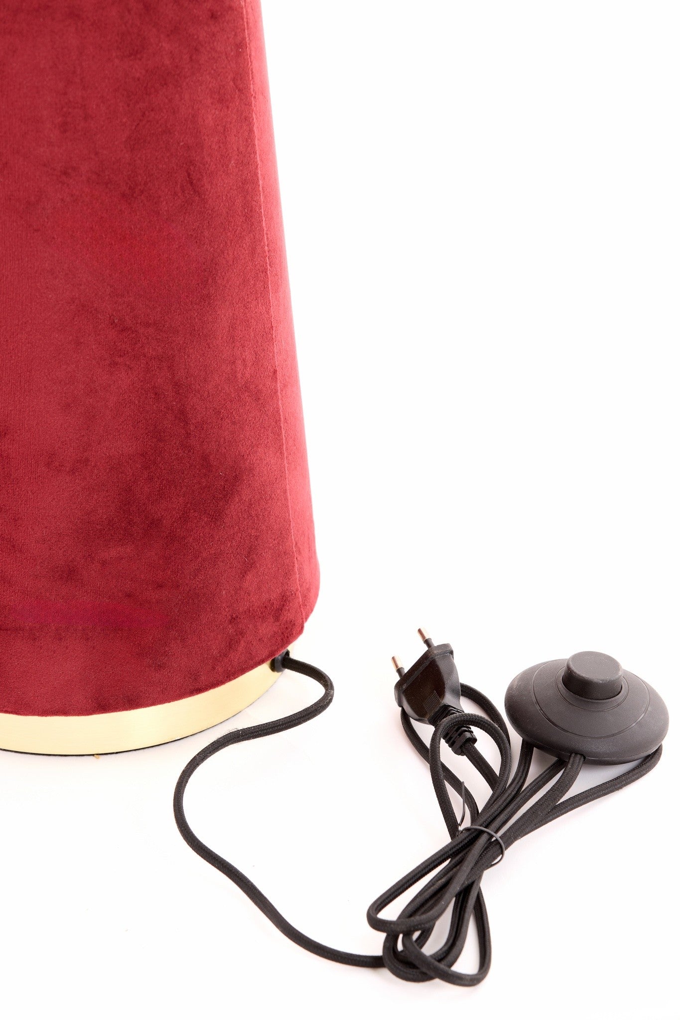 Design-Stehlampe DEVIA Velvet burgund mit rundem Schirm
