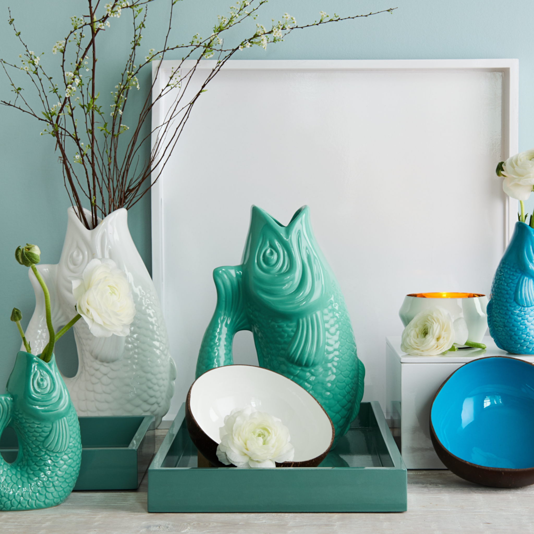 Monsieur Carafon Steingut Vase für frische Blumen.