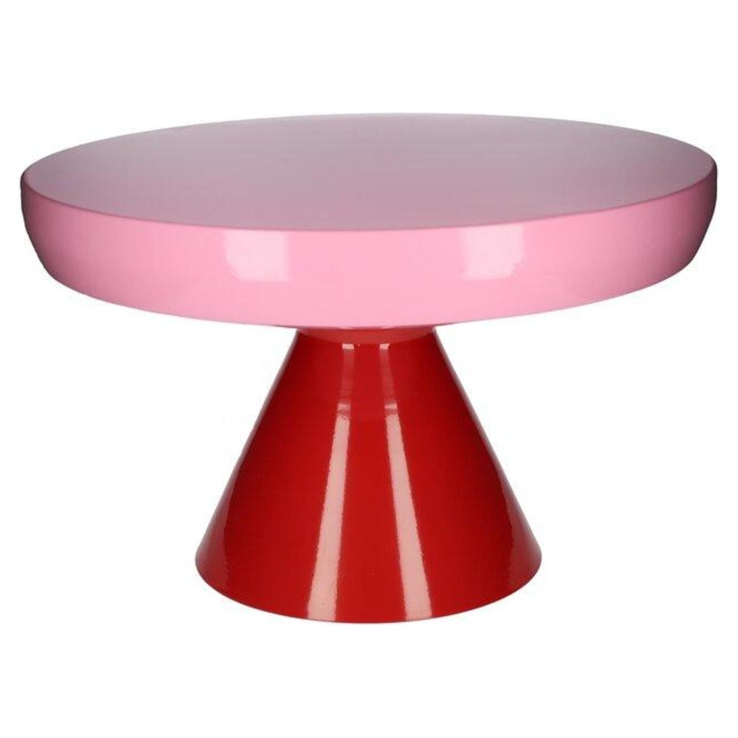 Beistelltisch GRIMAUD mit Fuß, 36cm, Metall, glänzend in Rosa/Rot