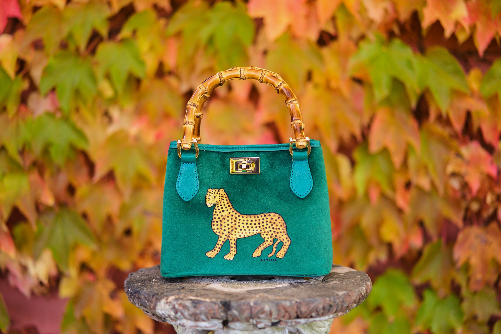 Samttasche BAMBOO GREEN JEWEL – der Marke Ortigia Sicilia