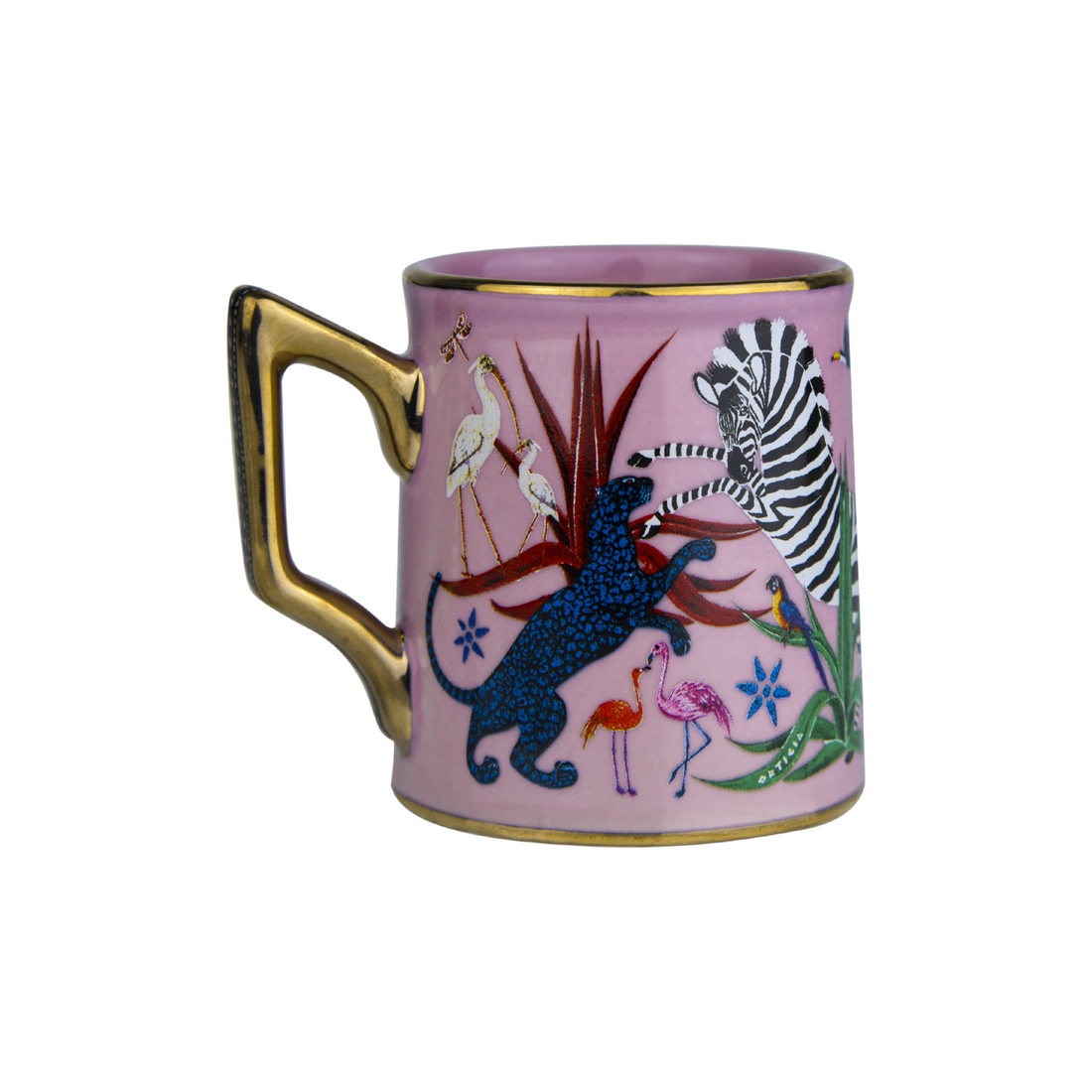 Geschenkbox in Pink mit exotischen Illustrationen passend zur Tasse