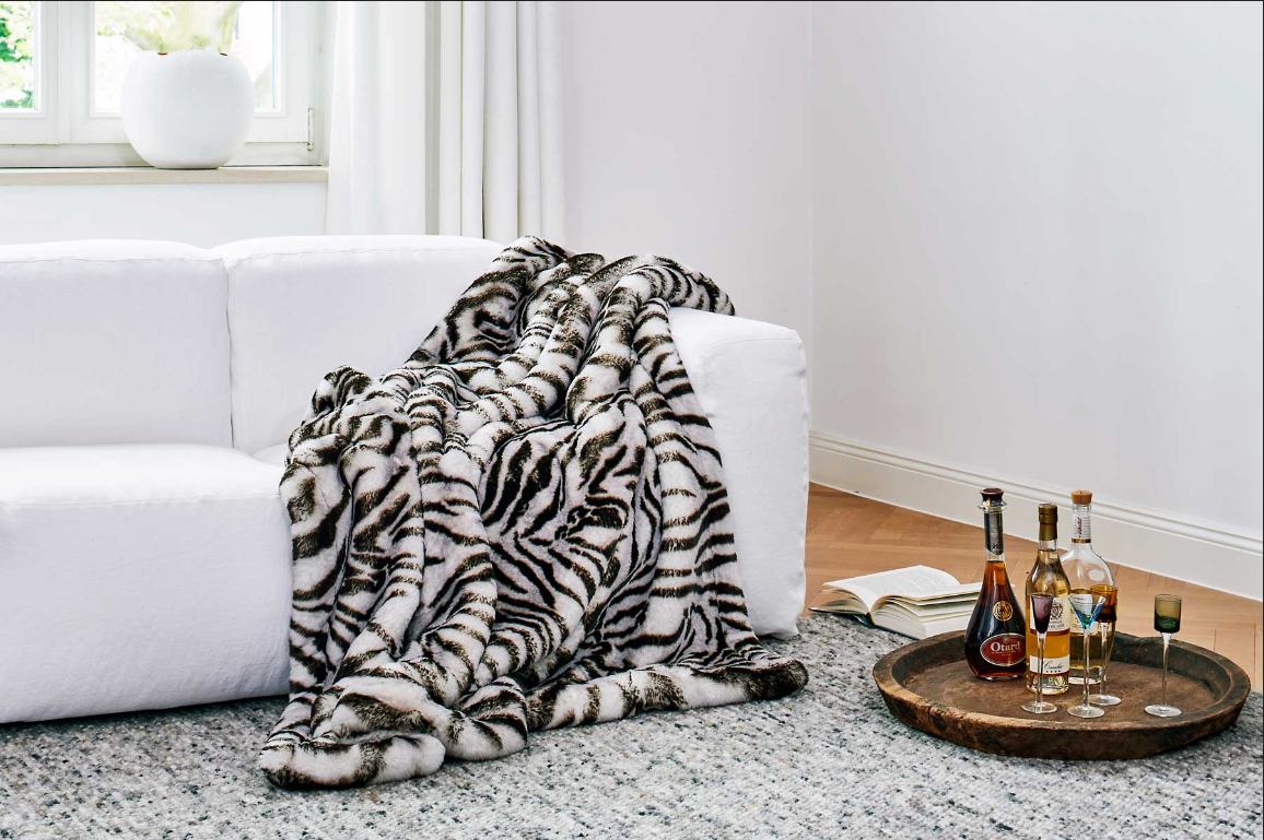Decke TIGER off-white/schwarz