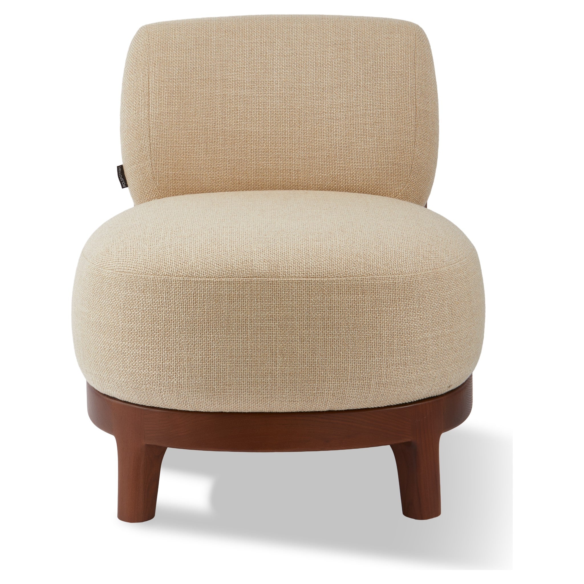 Komfortabler Sessel in Beige im modernen, runden Design