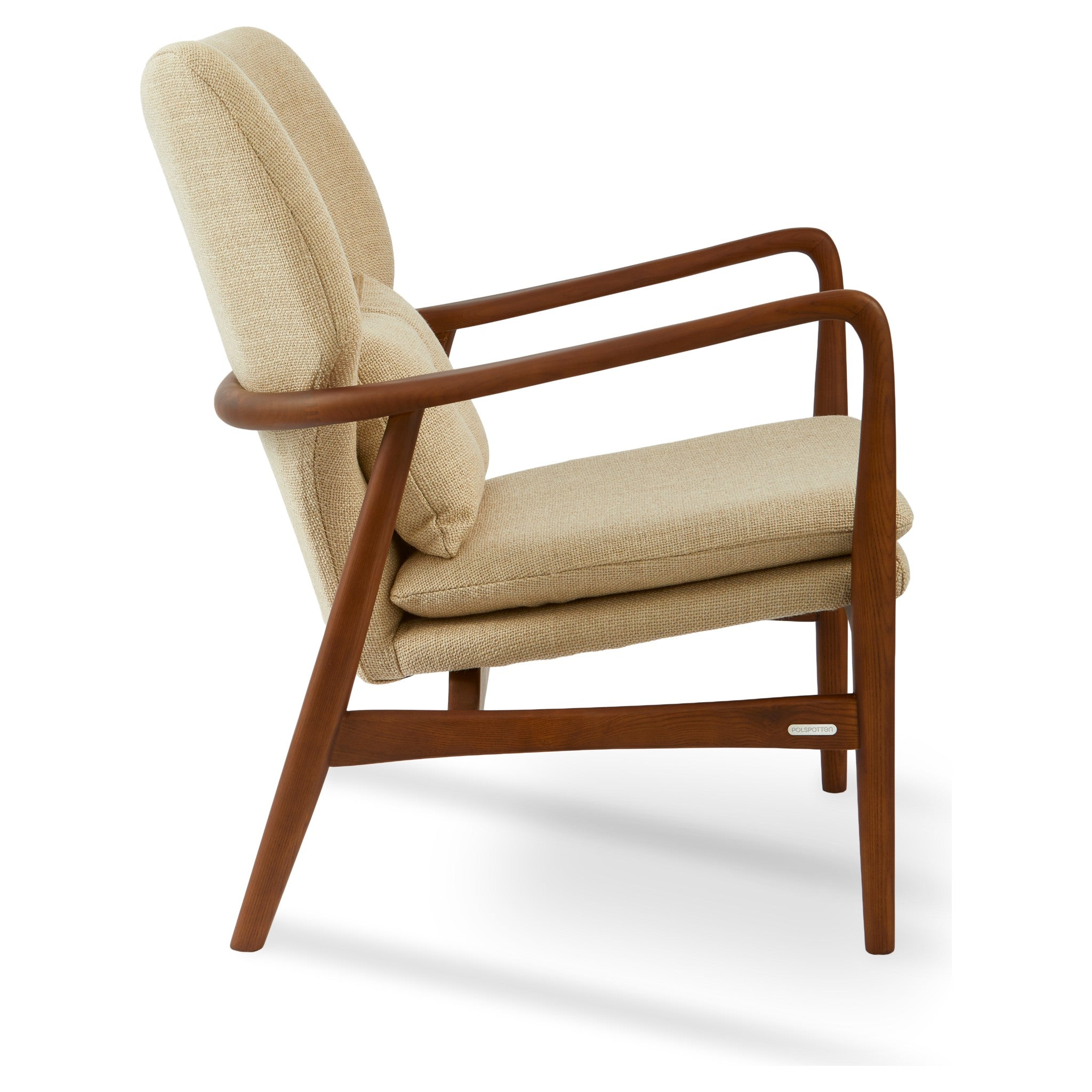 Beiger Textilsessel mit geschwungener Rückenlehne