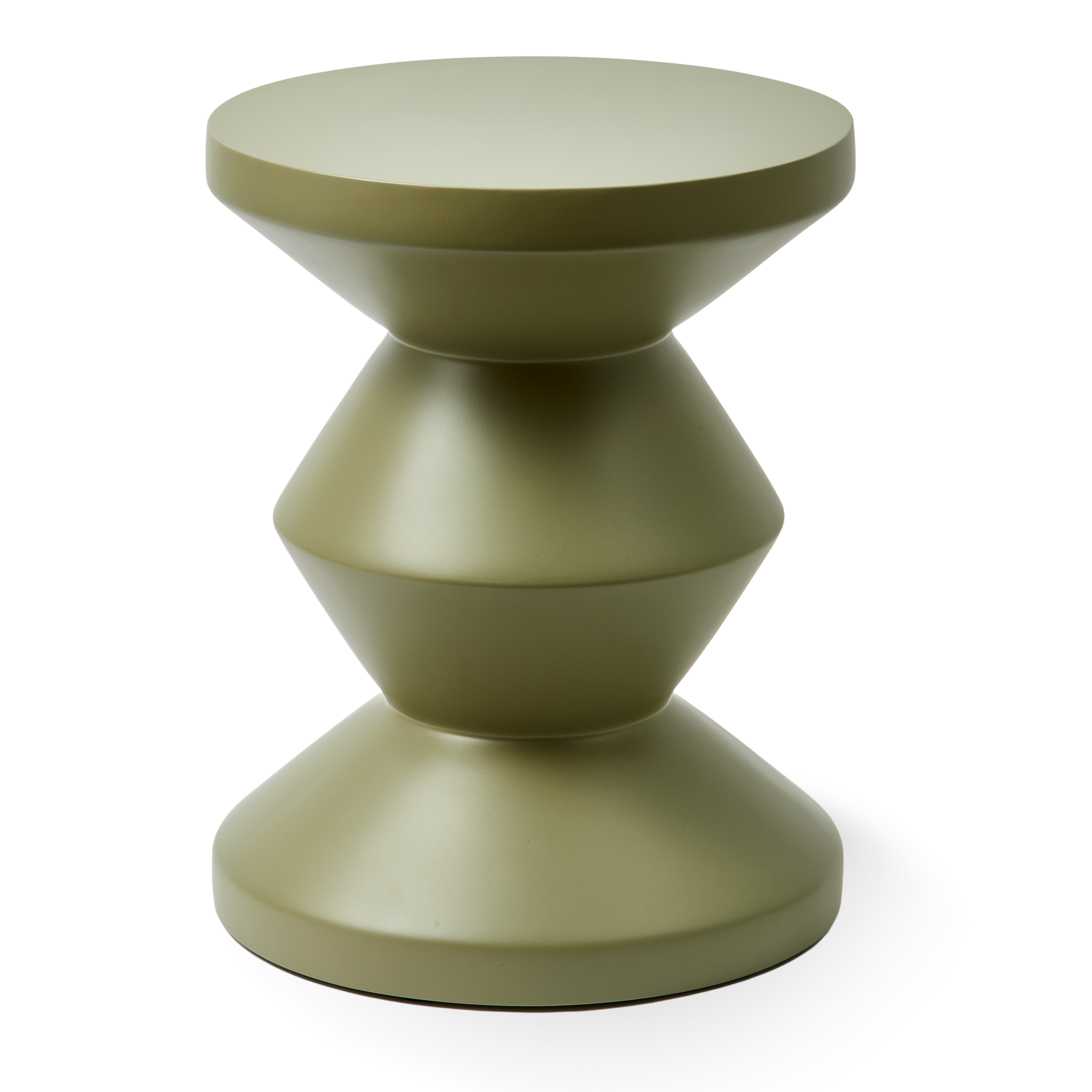 ZIG ZAG Outdoor Hocker von Polspotten in Olivgrün mit matter Oberfläche