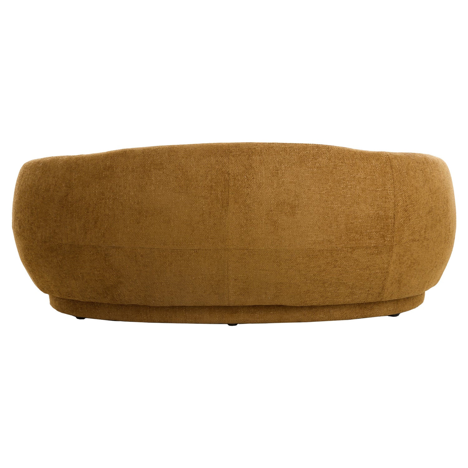 Rückenansicht des gelben Sofas mit abgerundeter Form