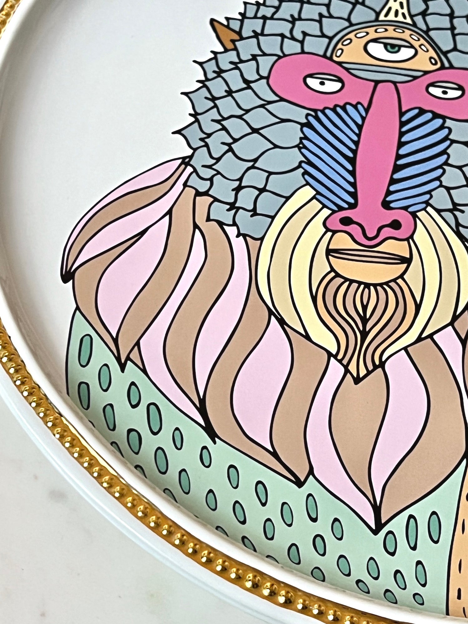 PRIMATES decorative plate from Bosa, ceramic, G2, ø40 cm