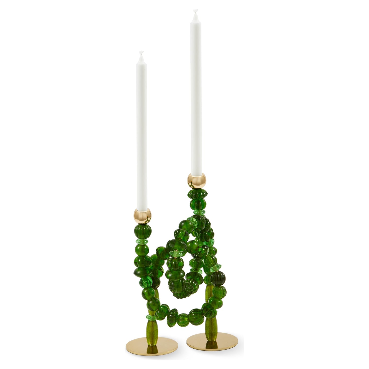 Beads Kerzenhalter Handarbeit recyceltes Glas Metallrahmen